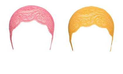 Girls and Womens Hijab Cap Hijab Headband, Under Hijab Scarf Pink and Yellow Naqab Head Scarf (2 pcs)