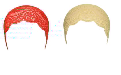 Girls and Womens Hijab Cap Hijab Headband, Under Hijab Scarf Red and Cream Naqab Head Scarf (2 pcs)