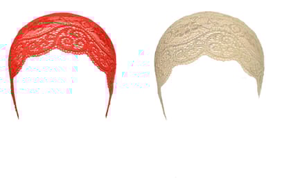 Girls and Womens Hijab Cap Hijab Headband, Under Hijab Scarf Red and Light Beige Naqab Head Scarf (2 pcs)