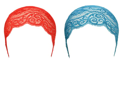 Girls and Womens Hijab Cap Hijab Headband, Under Hijab Scarf Red and Light Blue Naqab Head Scarf (2 pcs)