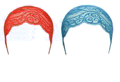 Girls and Womens Hijab Cap Hijab Headband, Under Hijab Scarf Red and Light Blue Naqab Head Scarf (2 pcs)