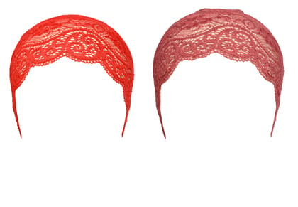 Girls and Womens Hijab Cap Hijab Headband, Under Hijab Scarf Red and Light Maroon Naqab Head Scarf (2 pcs)