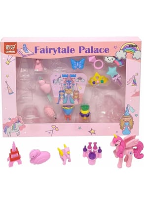 Stylisg Fairy Tale Palace Erasers for Kids, Birthday Return Gifts for Kids (Pack of 17 Pcs; Assorted Color)