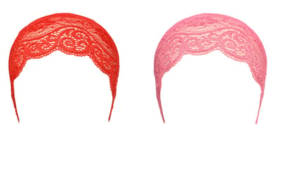 Girls and Womens Hijab Cap Hijab Headband, Under Hijab Scarf Red and Pink Naqab Head Scarf (2 pcs)