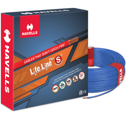 HAVELLS LIFE LINE PLUS S3 HRFR CABLES 1.0MM 90MTR LENGTH COPPER WIRE (100% ORIGINAL)