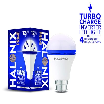 Halonix 12 Watts b22d LED White Emergency Inverter Bulb, Pack of 1, Halonix 12W Turbocharge Inverter Bulb