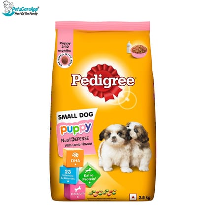 Pedigree Puppy Small Dog, Dry Dog Food, Lamb & Milk Flavour, 2.8 Kg Pack
