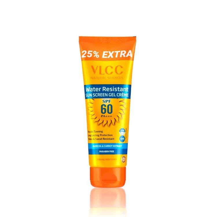 VLCC Water Resistant Sunscreen SPF 60 PA+++ Gel Creme, Long Lasting Protection, Resists Tanning, Moisturises Skin (100g + 25g)