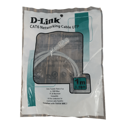 Connect & Conquer: Premium D-Link Cat6 Ethernet Cable 1m - High-Speed Data Transfer, Reliable Signal, Grey, Sleek Design