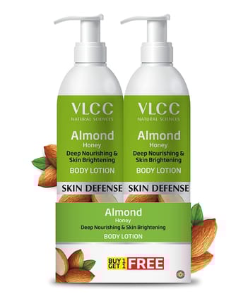 VLCC Almond Honey Deep Nourishing & Skin Brightening Body Lotion - 350ml + 350ml | Buy One Get One | Deep Nourishment, Glowing & Youthful Skin.