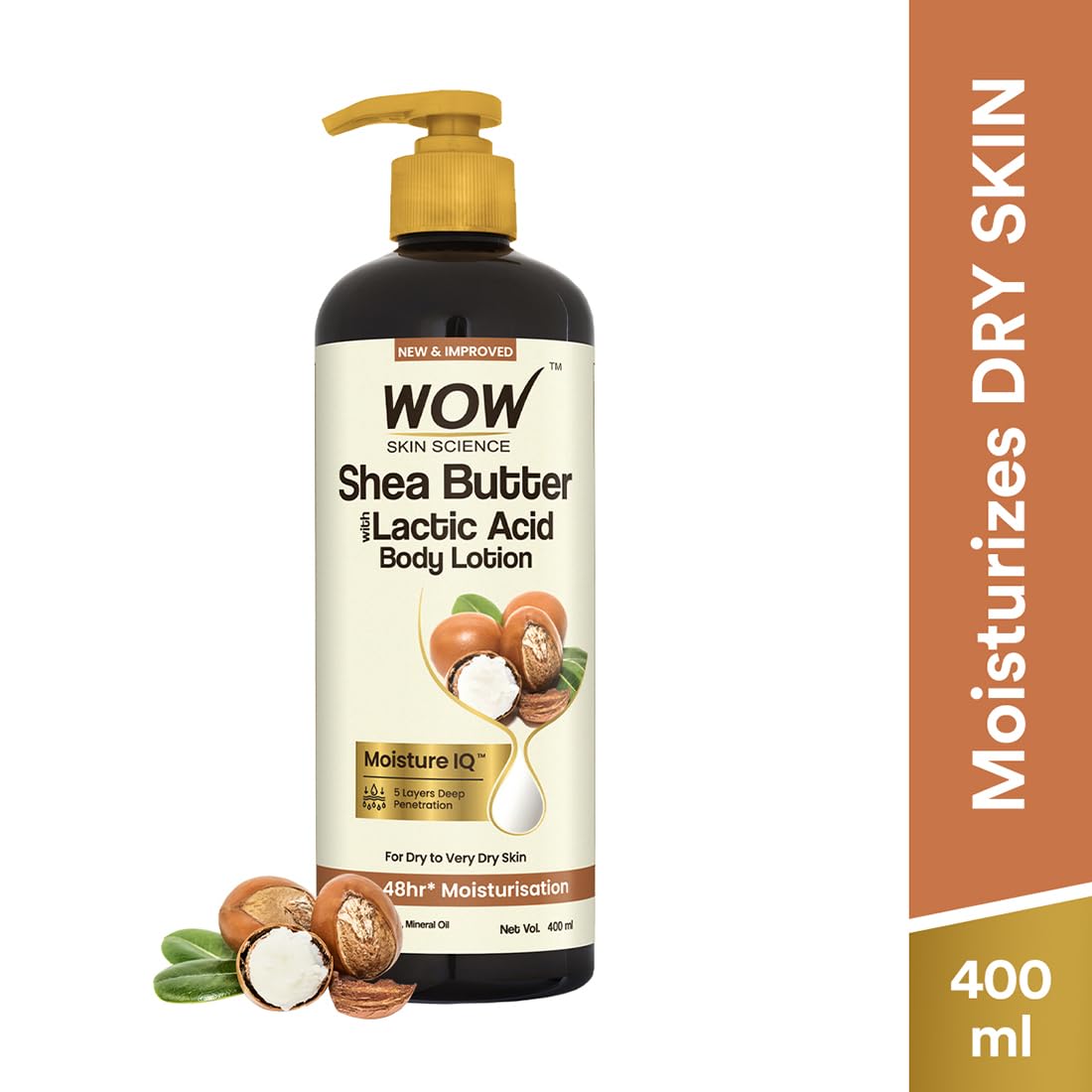 WOW Skin Science Shea Butter and Cocoa Butter Moisturizing Body Lotion, Deep Hydration, 400ml