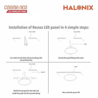 Halonix 3 in 1 color 12W Cosma Neo Recess Led Panel Downlighter | Three color- Cool white, Pearl White, Yellow | Cut out- 4 inch| Pack of 2