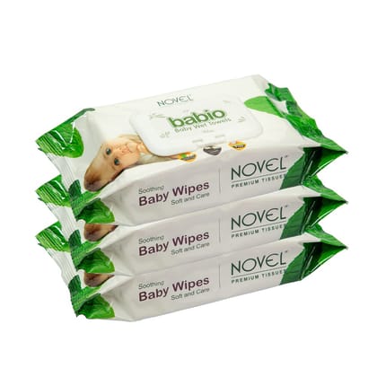 NOVEL Baby Wet Wipes/Pack With Lid (Pack of 3-80 sheet)
