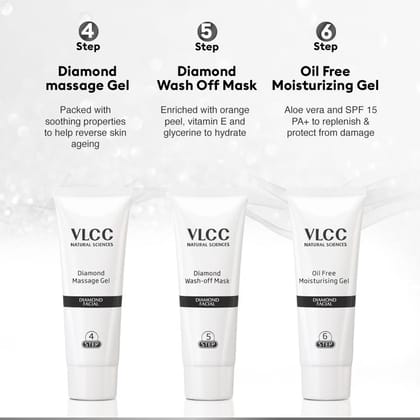 VLCC Gold Single Facial Kit & Diamond Single Facial Kit Combo (60 gm each) Pack of 2