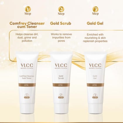 VLCC Gold Single Facial Kit & VLCC Papaya Fruit Single Facial Kit Combo (60 gm each) Pack of 2