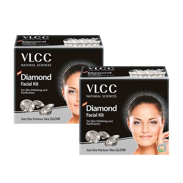 VLCC Diamond Single Facial Kit - 60gm Anti-Aging Skin Detox Treatment With Diamond Bhasma