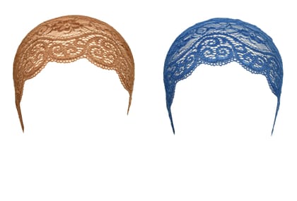 Girls and Womens Hijab Cap Hijab Headband, Under Hijab Scarf Tawny and Blue Naqab Head Scarf (2 pcs) Girls and Womens Hijab Cap Hijab Headband, Under Hijab Scarf Tawny and Blue Naqab Head Scarf (2 pcs)