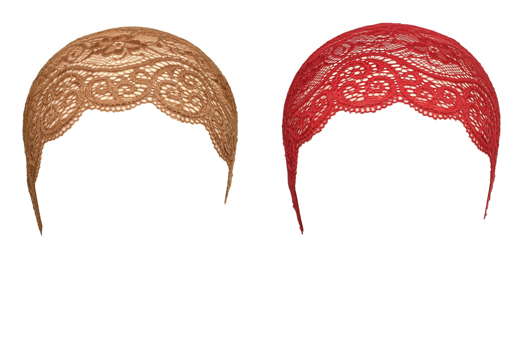 Girls and Womens Hijab Cap Hijab Headband, Under Hijab Scarf Tawny and Dark Red Naqab Head Scarf (2 pcs)