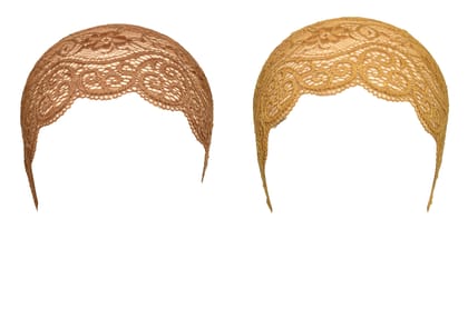 Girls and Womens Hijab Cap Hijab Headband, Under Hijab Scarf Tawny and Golden Naqab Head Scarf (2 pcs) Girls and Womens Hijab Cap Hijab Headband, Under Hijab Scarf Tawny and Golden Naqab Head Scarf (2 pcs)