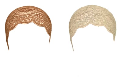Girls and Womens Hijab Cap Hijab Headband, Under Hijab Scarf Tawny and Light Beige Naqab Head Scarf (2 pcs)