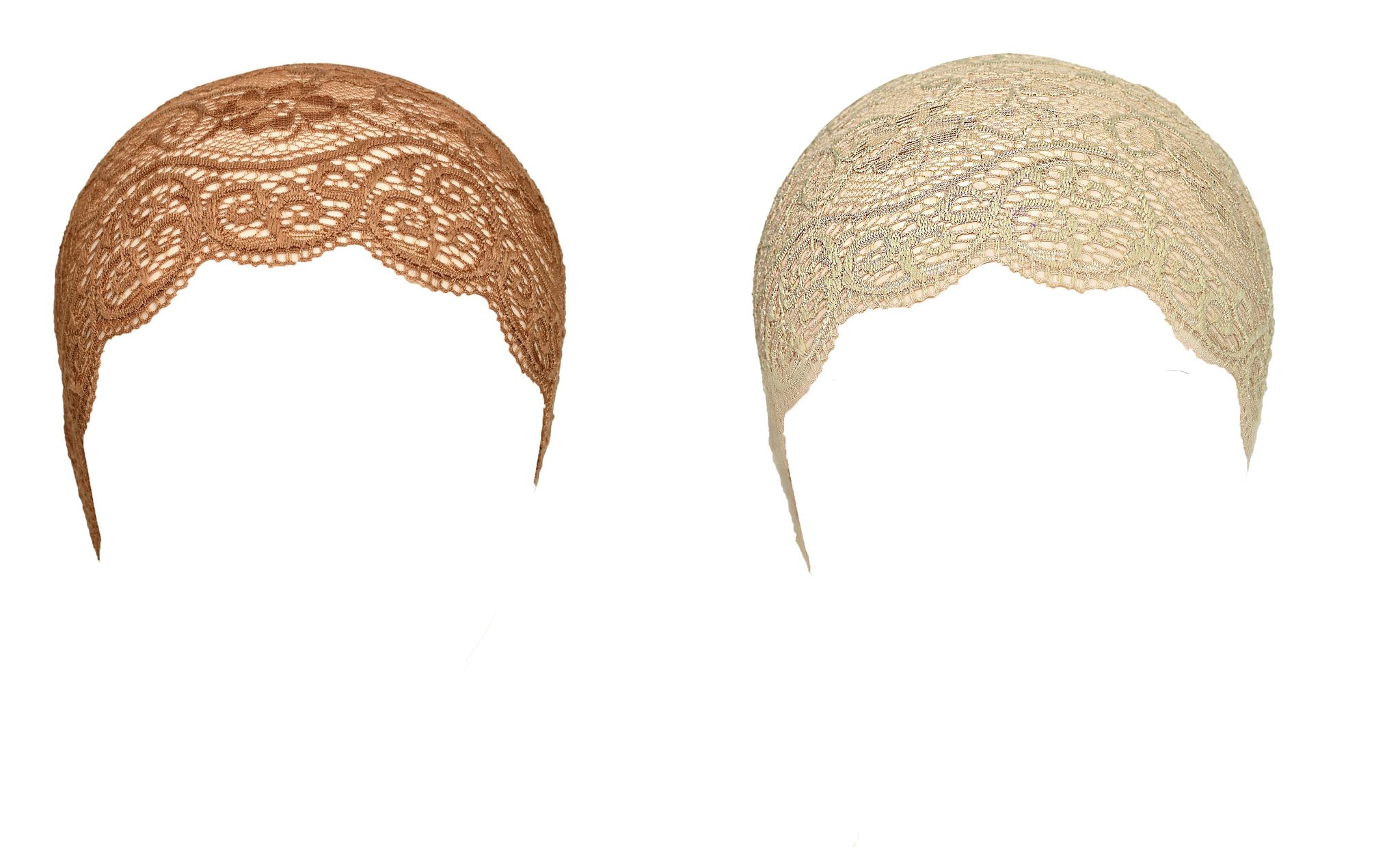Girls and Womens Hijab Cap Hijab Headband, Under Hijab Scarf Tawny and Light Beige Naqab Head Scarf (2 pcs)