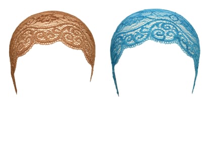 Girls and Womens Hijab Cap Hijab Headband, Under Hijab Scarf Tawny and Light Blue Naqab Head Scarf (2 pcs)