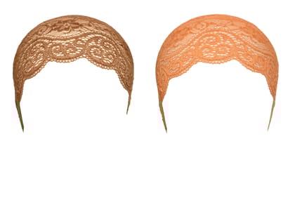 Girls and Womens Hijab Cap Hijab Headband, Under Hijab Scarf Tawny and Orange Naqab Head Scarf (2 pcs)