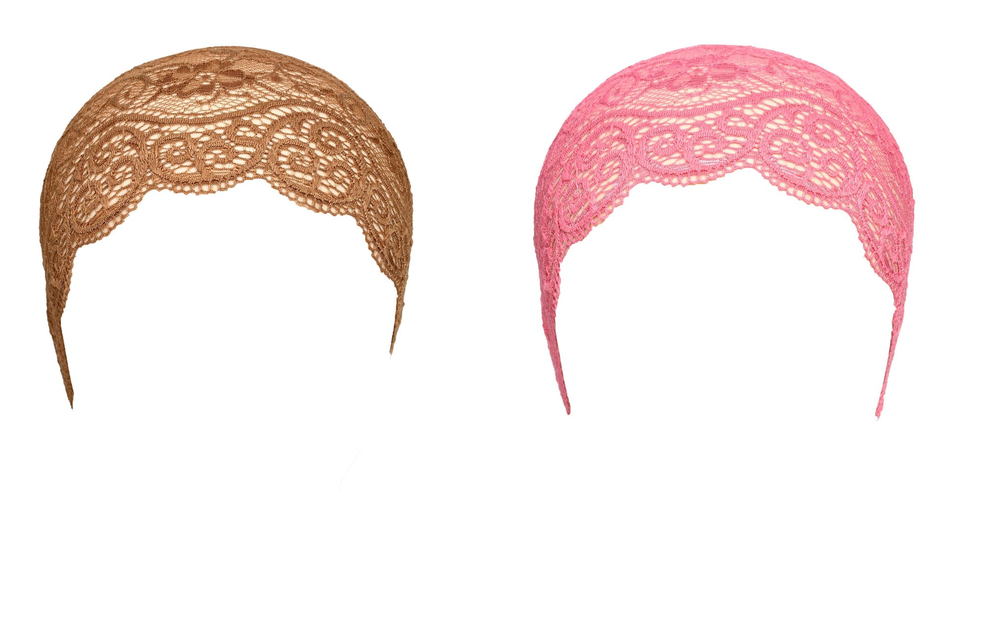 Girls and Womens Hijab Cap Hijab Headband, Under Hijab Scarf Tawny and Pink Naqab Head Scarf (2 pcs)