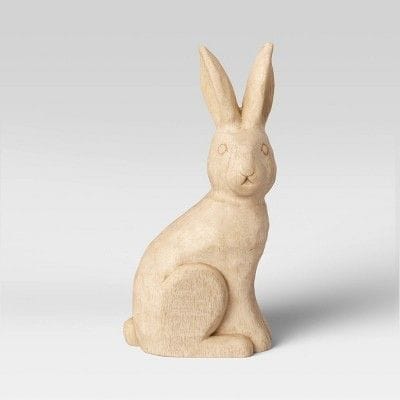 Wood Animal  White Embryo Rabbit Wood Crafts Animal Model for Home Office Store Decor Set 1