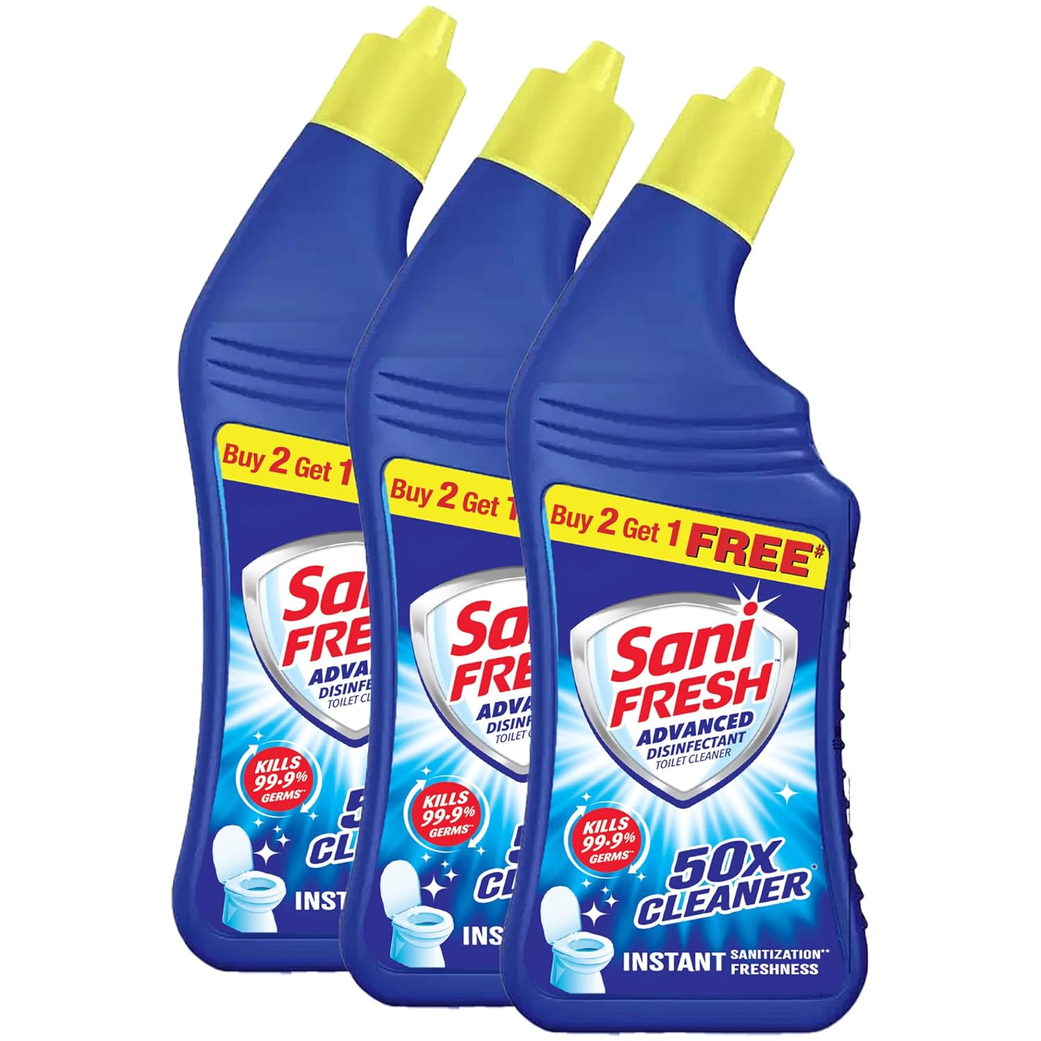 Sani fresh Advanced Liquid Toilet Cleaner - 520ml*3 (Buy 2 Get 1 Free) | Advanced Thicker Formula | Removes Toughest Stains | Provides Long Lasting freshness