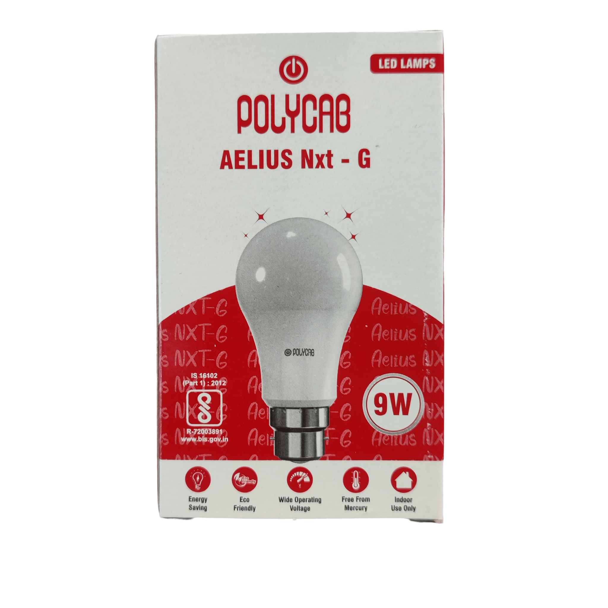 Polycab Aelius Nxt-G LED BULB 9W BC 6500K(Pack of 5)