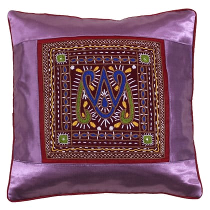 Garvi Gurjari (A Gujarat Govt Enterprise Hand Embroidered Mashru Cushion Cover(GGCMCV08)