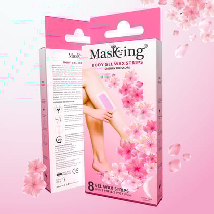 Masking Full Body Gel Waxing kit for All Skin Type, Ready to use Gel Wax Strip Hair Removal for Women, 1 pack - 08 Strip with 2 Pre & 2 Post Wipe, pack of 4