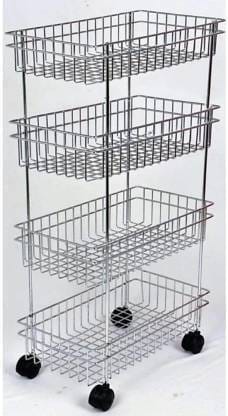 DreamCreation Dish Drainer Kitchen Rack Steel 4 Layer Onion Potato Stand for Kitchen Fruit Vegetable Stand Storage Trolley Dish Drainer Kitchen Rack (Steel)