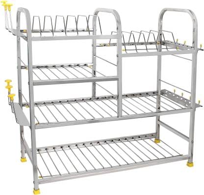Dish Drainer Kitchen Rack Steel 24x24 inch Wall Mount Modern Kitchen Utensils| Dish Rack Stainless Steel Kitchen Rack Utensil Rack Utensil