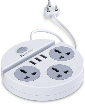 Portronics Power Plate 5 1500W 3USB + 3 Socket Extension Boards (White, 1.5 m, With USB Port)