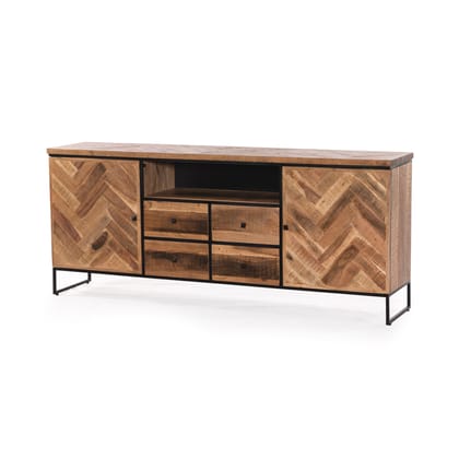 Wooden & Iron 2 Door 4 Drawer Sideboard