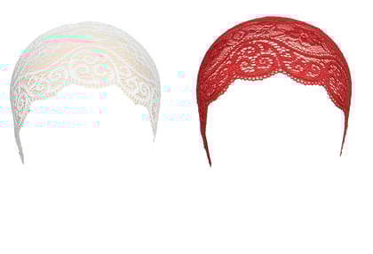 Girls and Womens Hijab Cap Hijab Headband, Under Hijab Scarf White and Dark Red Naqab Head Scarf (2 pcs)