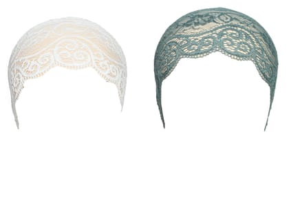 Girls and Womens Hijab Cap Hijab Headband, Under Hijab Scarf White and Grey Naqab Head Scarf (2 pcs) Girls and Womens Hijab Cap Hijab Headband, Under Hijab Scarf White and Grey Naqab Head Scarf (2 pcs)