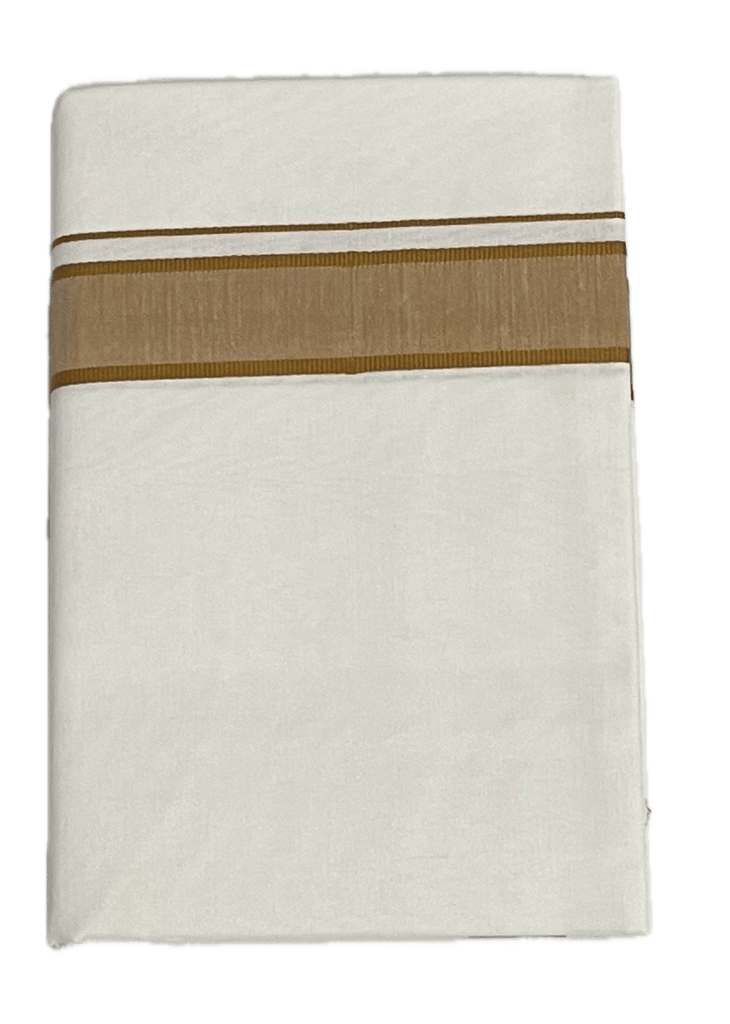 Fancy Border Pure White Cotton Dhothi - Mundu - Vesti - Big Strip Border