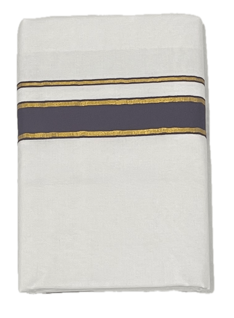 Fancy Thick Border with Silk Touch - Pure White cotton Dhothi / Mundu / Vesti