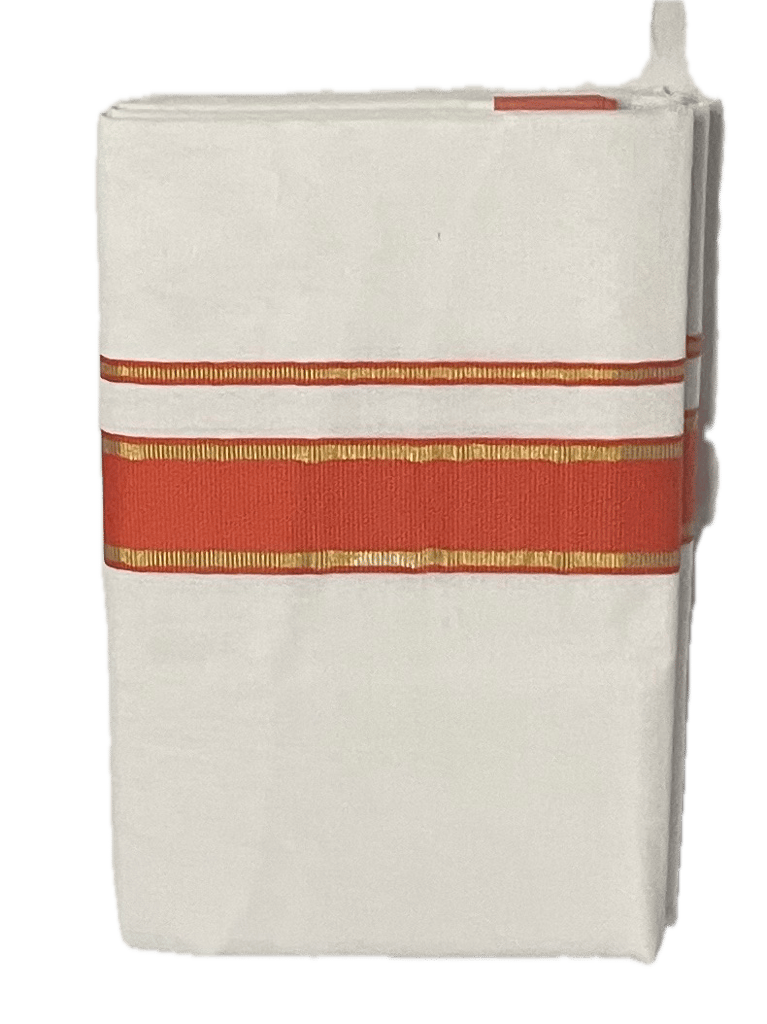 Fancy Thick Border with Silk Touch - Pure White cotton Dhothi / Mundu / Vesti