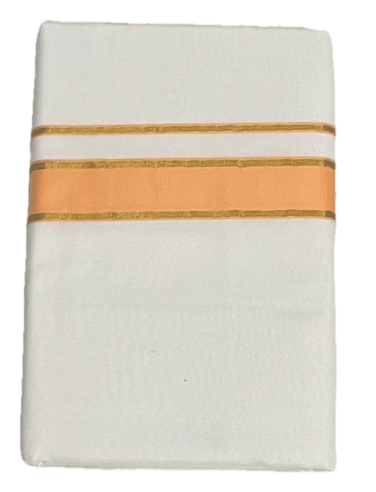 Fancy Thick Border with Silk Touch - Pure White cotton Dhothi / Mundu / Vesti