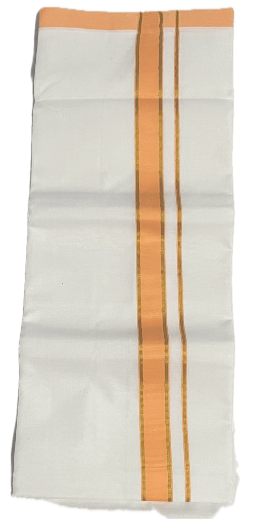 Fancy Thick Border with Silk Touch - Pure White cotton Dhothi / Mundu / Vesti