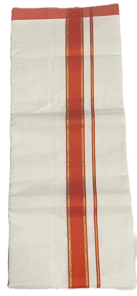 Fancy Thick Border with Silk Touch - Pure White cotton Dhothi / Mundu / Vesti
