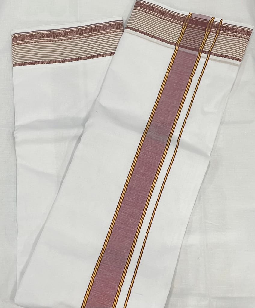 Rich Fancy Border Angvastram Dhothi - Free Size Double Dhoti/Mundu with Towel