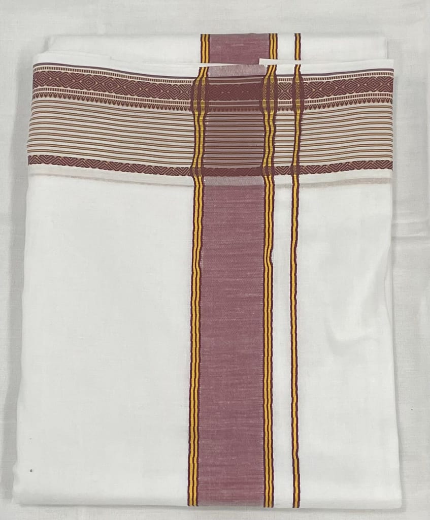 Rich Fancy Border Angvastram Dhothi - Free Size Double Dhoti/Mundu with Towel