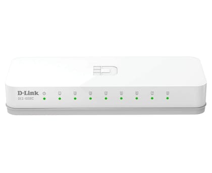 D-Link 8 Port 10/100Mbps Fast Ethernet Switch | Desktop Ethernet Splitter | Ethernet Network Hub | Plug and Play | Fanless Quiet | Desktop Design | Green Technology | Unmanaged