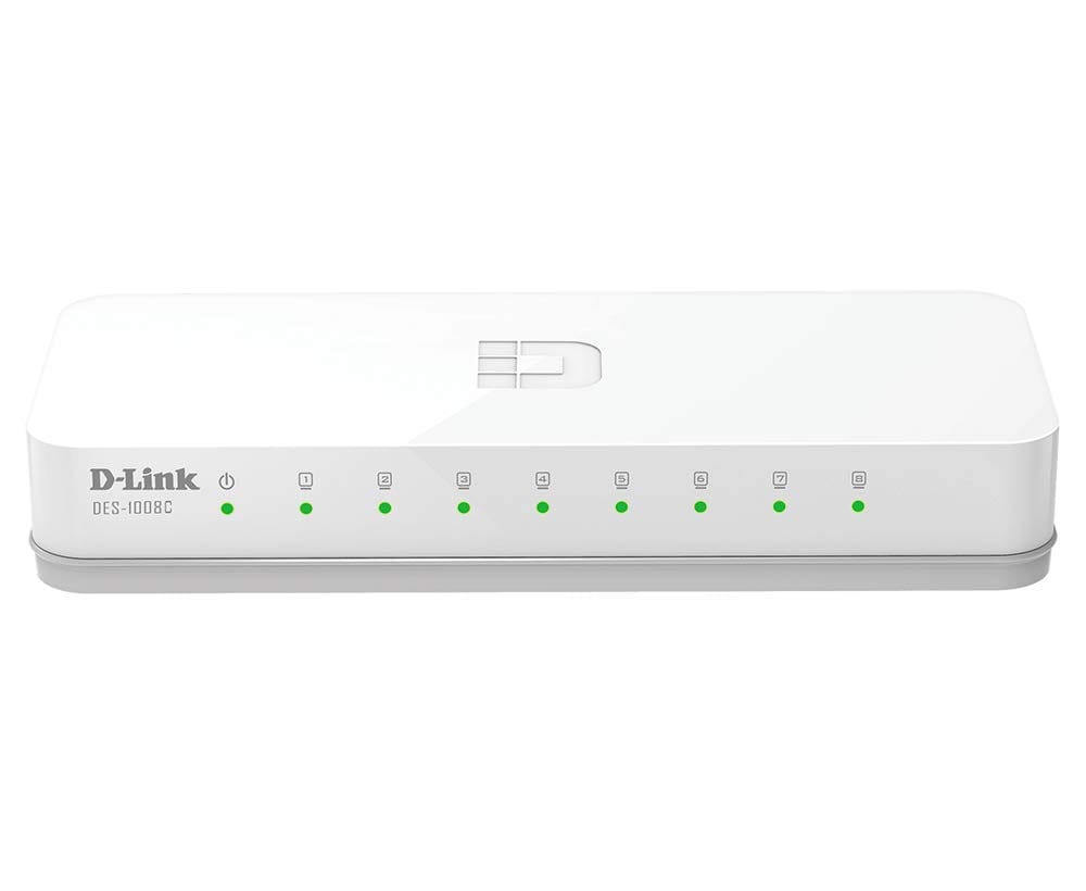 D-Link 8 Port 10/100Mbps Fast Ethernet Switch | Desktop Ethernet Splitter | Ethernet Network Hub | Plug and Play | Fanless Quiet | Desktop Design | Green Technology | Unmanaged