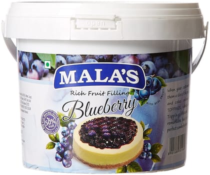 Mala's Blue Berry Fillings for Pie , Pastry & Cake 1 Kg Pet Tub